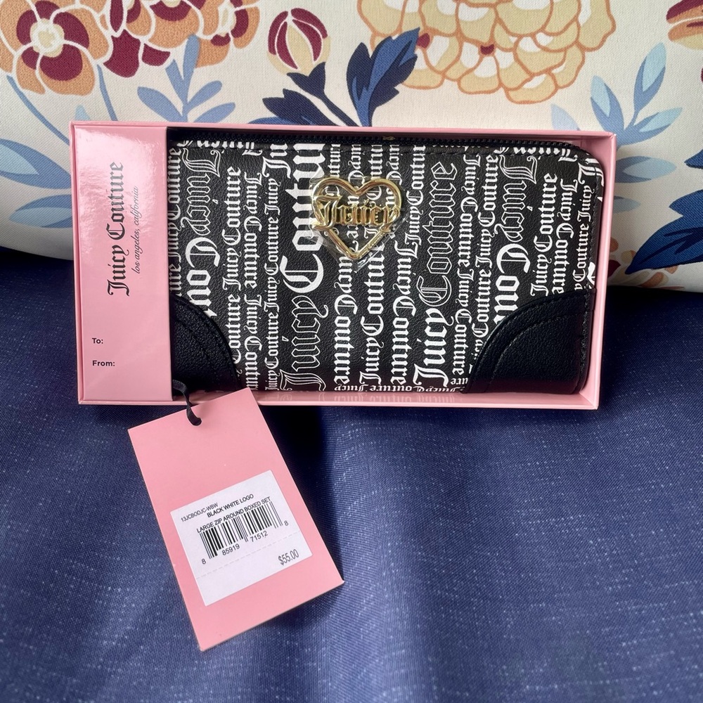 🌻NWT Juicy Couture Black & White Logo Boxed Accordion Wallet🌻